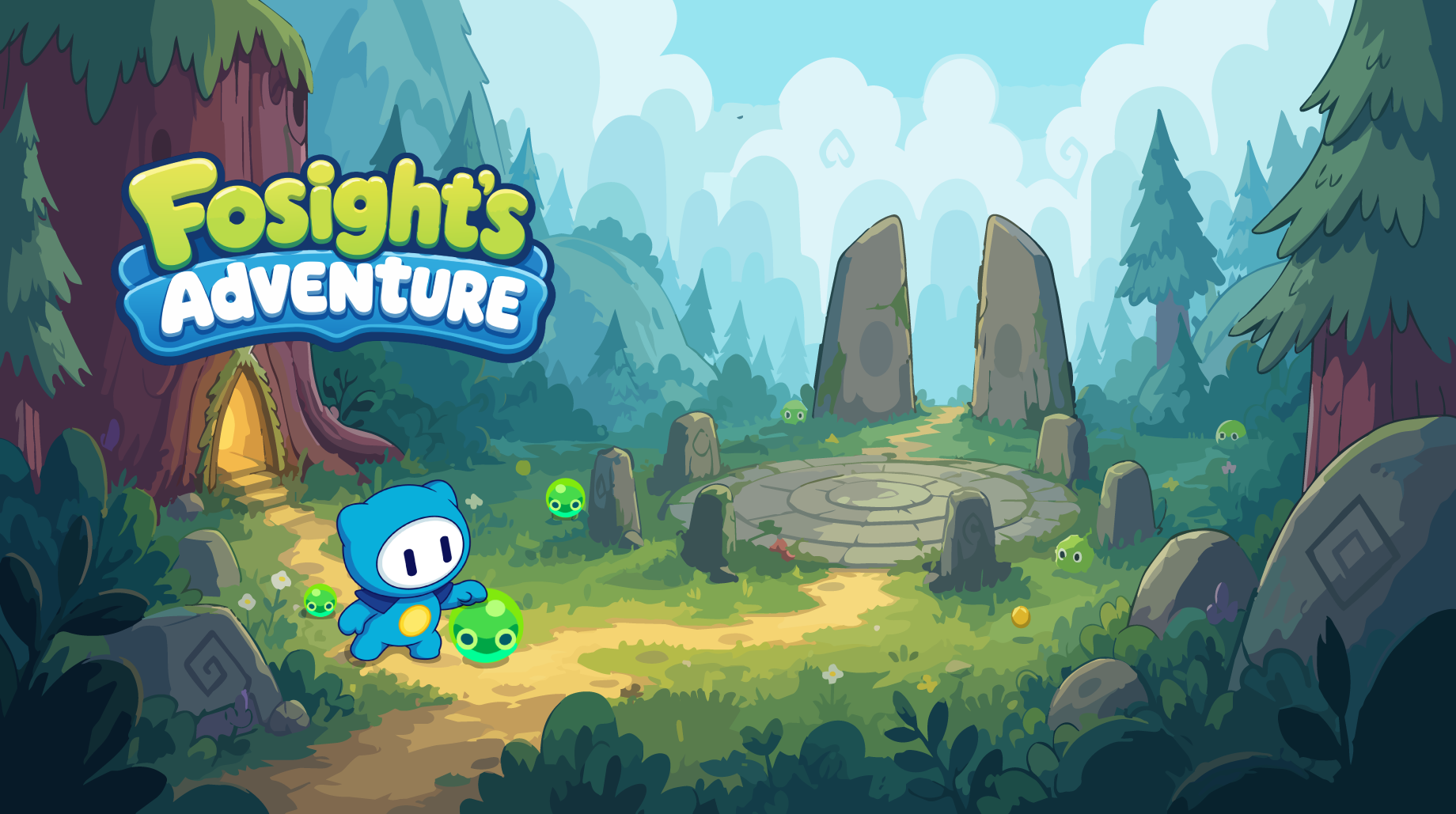 Fosight's Adventure banner with mascot and fantasy world.
