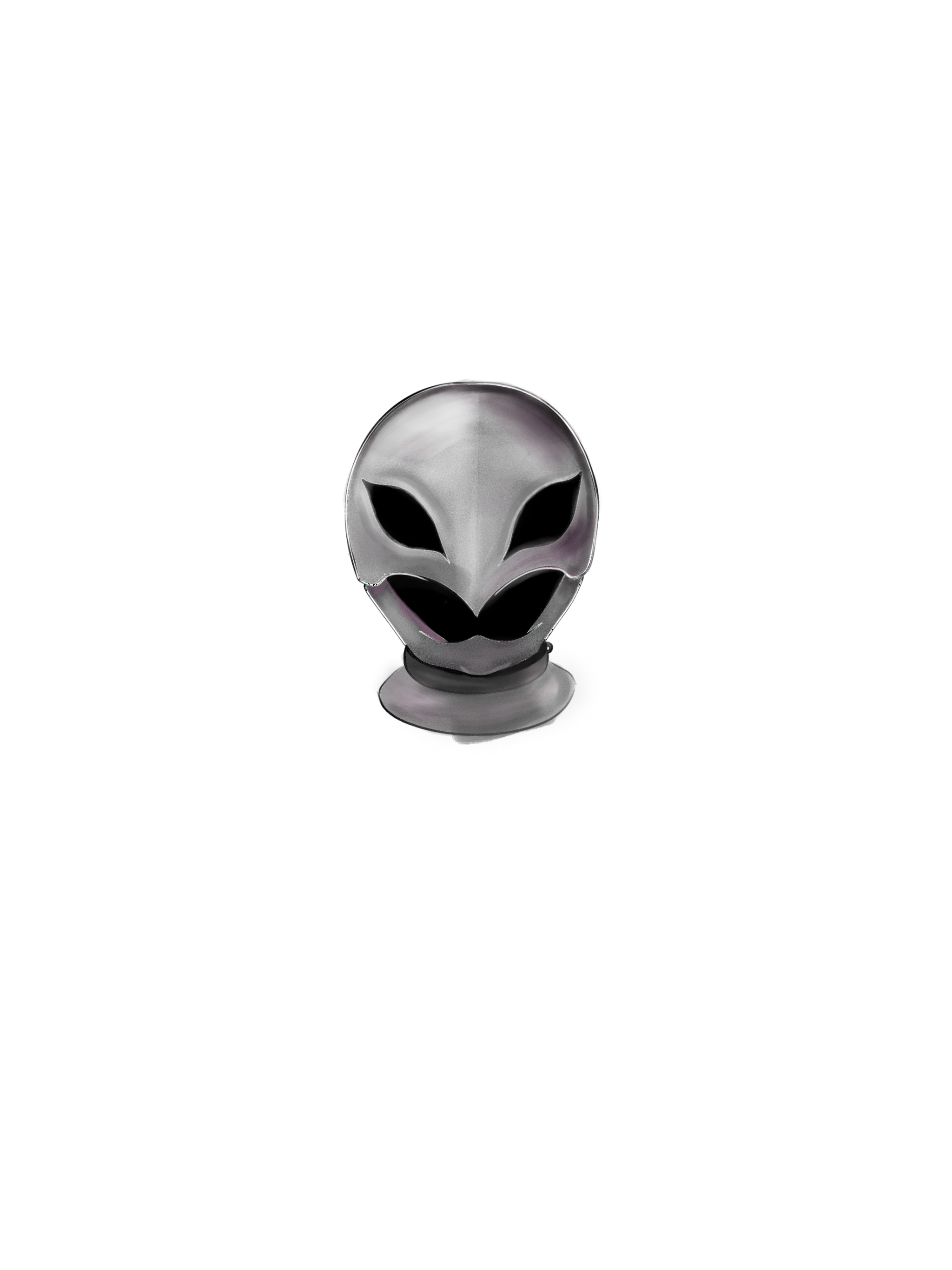 Silver sculpted mask prop concept art.
