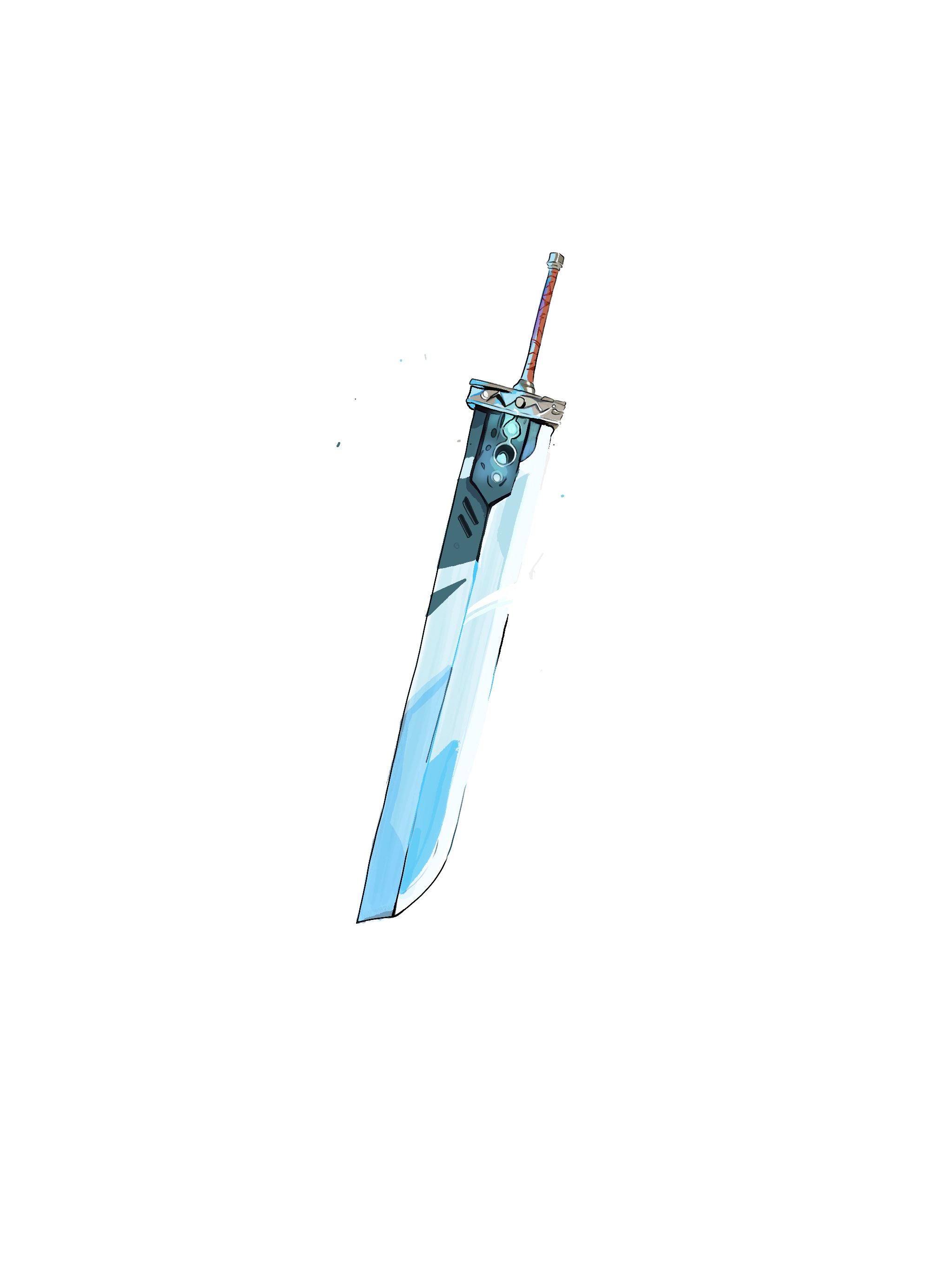 Stylized oversized sword prop concept art.